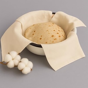set of 4 cotton double layer roti cloth with flaps  muslin chapati cover for hot case  reusable roti wrap for casserole  9x9 inch centre  4 flaps  beige