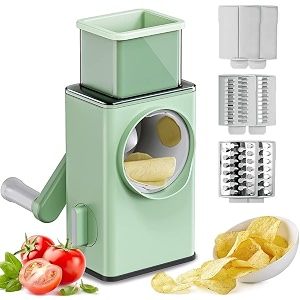 vyom enterprise rotary vegetable slicer - round mandoline slicer grater shredder salad maker - large feed port - suction base - cutter for vegetable fruit cookie oreo nuts