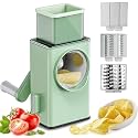 VYOM Enterprise Rotary Vegetable Slicer - Round Mandoline Slicer, Grater, Shredder Salad Maker - Large Feed Port - Suction Base - Cutter for Vegetable, Fruit, Cookie, Oreo, Nuts