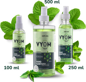 VYOM INDIA HerbalHygieneMintLiquidSanitizerSprayBottle Hand Sanitizer Bottle