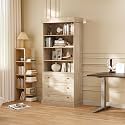 Vyre 71" Tall Farmhouse Bookshelves with Drawers, Large Modular Bookcase with Adjustable Shelves, Storage Cabinet for Living Room， Home Office, Kitchen, Brown