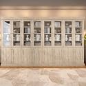 Vyre 71" Tall Farmhouse Bookshelves with Glass Doors, Set of 4 – Large Modular Bookcase with Adjustable Shelves, Storage Cabinet for Living Room, Kitchen, Home Office, Brown