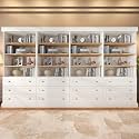 Vyre 71" Tall Farmhouse Bookshelves with Drawers, Set of 4 – Large Modular Bookcase with Adjustable Shelves, Storage Cabinet for Living Room, Kitchen, Home Office, Study, White