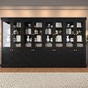 Vyre 71" Tall Farmhouse Bookshelves with Glass Doors, Set of 4 – Large Modular Bookcase with Adjustable Shelves, Storage Cabinet for Living Room, Kitchen, Home Office, Black