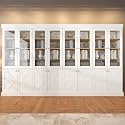 Vyre 71" Tall Farmhouse Bookshelves with Glass Doors, Set of 4 – Large Modular Bookcase with Adjustable Shelves, Storage Cabinet for Living Room, Kitchen, Home Office, White