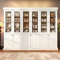 Vyre 71" Tall Farmhouse Kitchen Pantry, Set of 3 Large Storage Cabinets with Glass Doors, Adjustable Shelves, Wood Versatile Hutch Cabinet for Living Room, Dining Room, Kitchen