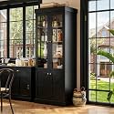Vyre 71" Tall Farmhouse Kitchen Pantry, Large Storage Cabinets with Glass Doors, Adjustable Shelves, Wood Versatile Hutch Cabinet for Living Room, Dining Room, Kitchen, Black