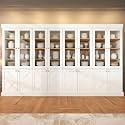 Vyre 71" Tall Farmhouse Kitchen Pantry, Set of 4 Large Storage Cabinets with Glass Doors, Wood Versatile Hutch Cabinet for Living Room,Adjustable Shelves， White