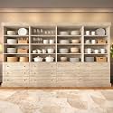 Vyre 71" Tall Farmhouse Kitchen Pantry, Set of 4 Large Storage Cabinets with 3 Drawers, Adjustable Shelves, Wood Versatile Hutch Cabinet for Dining Room, Living Room, Brown