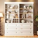 Vyre 71" Tall Farmhouse Kitchen Pantry, Set of 2 Large Storage Cabinets with 3 Drawers, Adjustable Shelves, Wood Versatile Hutch Cabinet for Living Room, Dining Room