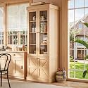 Vyre 71" Tall Farmhouse Kitchen Pantry – Large Storage Cabinet with Glass Doors &amp; Adjustable Shelves, Versatile Wood Hutch for Living Room &amp; Dining Room, Brown