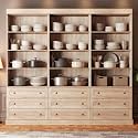 Vyre 71" Tall Farmhouse Kitchen Pantry, Set of 3 Large Storage Cabinets with 3 Drawers &amp; Adjustable Shelves, Versatile Wood Hutch for Living Room &amp; Dining Room, Brown