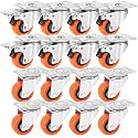 W B D WEIBIDA 2" Plate Caster Wheels Set of 16, Heavy Duty Casters with Brake, Safety Dual Locking, Industrial Swivel Top Plate Casters Wheels for Furniture, Carts (Screws and Screwdriver)