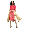 W Wishful Pink Mandarin Neck Printed Kurta