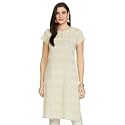 W for Woman Beige Glitter Printed Straight