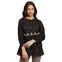 W for Woman Black Floral Embroidered Western