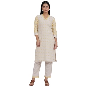 W for Woman Embroidered Lace Cotton Blend