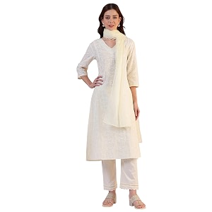 W for Woman Embroidered Lace Cotton Blend