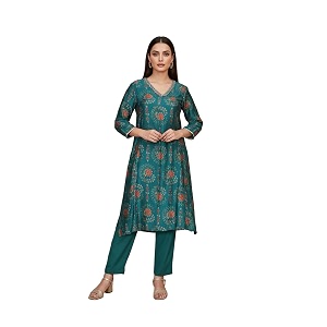 W for Woman Floral Printed Embellished A-Line