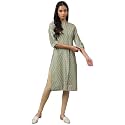 W for Woman Green Glitter Printed Kurta