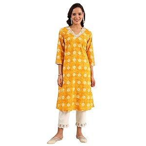 W for Woman Marigold Yellow Floral Printed