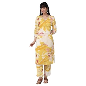W for Woman Orange Abstract Printed Tiered