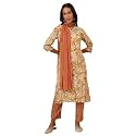 W for Woman Orange Abstract Printed Tiered