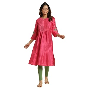 W for Woman Pink Floral Embroidered Festive