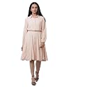 W for Woman Pink Solid Jacquard Flared