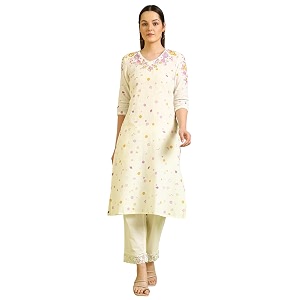 W for Woman Solid Straight Pure Cotton