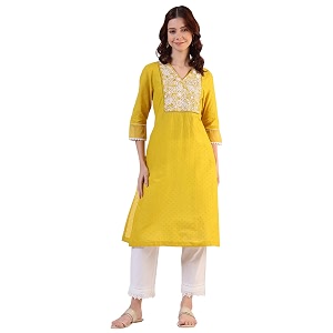 W for Woman Solid Straight Pure Cotton
