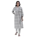 W for Woman White Checked Print Cotton
