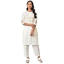 W for Woman White Floral Print Cotton