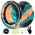W07 Yoyo Responsive yoyo for Beginners Prfessional Unresponsive yo-yos for Adults Pro Metal Trick Yoyos with Yo-Yo Bearing Kit 10 Strings, Case &amp; Gloves