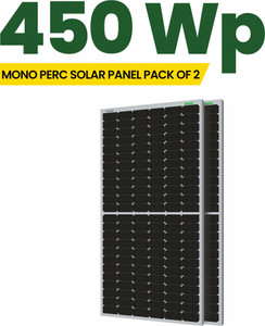 waaree 450 watt  pack of 2  24 volts 144 cells mono perc solar panel pack of 2
