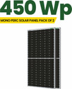 WAAREE 450 Watt ( Pack of 2 ) 24 Volts 144 Cells Mono PERC Solar Panel (Pack of 2)