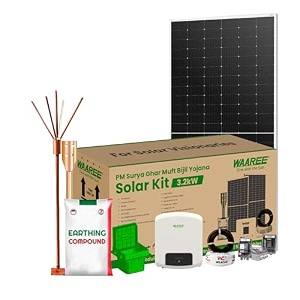 waaree radiance 32 kw on-grid solar kit with installation single phase bifacial topcon panels inverter acdc distribution boxes - complete rooftop solar solution