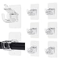 Wabboreq 8PCS No Drill Curtain Rod Brackets, Self-Adhesive, Universal, Plastic & Stainless Steel, Wall Mount, Transparent