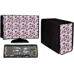 wacky computer cover 3 in 1 dustproof printed combo for 22 inch desktop pc  monitor cpu and keyboard cover set of 3