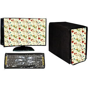 wacky computer cover full set 3 in 1 dustproof printed combo for 21 inch desktop pc  monitor cpu and keyboard cover set of 3