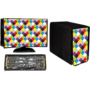 wacky computer cover full set 3 in 1 dustproof printed combo for 22 inch desktop pc  monitor cpu and keyboard cover set of 3