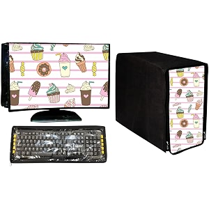 wacky computer cover full set 3 in 1 dustproof printed combo for 22 inch desktop pc  monitor cpu and keyboard cover set of 3