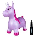 Waddle Bouncy Animal Hopper - Inflatable Hopping Animals, Indoors and Outdoors Fun, Pump Included, Riding Toys for Boys and Girls Ages 2 Years and Up, Purple Pink Unicorn