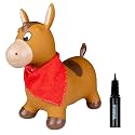 Waddle Bouncy Animal Hopper - Inflatable Hopping Animals, Indoors and Outdoors Fun, Pump Included, Riding Toys for Boys and Girls Ages 2 Years and Up, Brown Horse