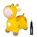 Waddle Bouncy Animal Hopper - Inflatable Hopping Animals, Indoors and Outdoors Fun, Pump Included, Riding Toys for Boys and Girls Ages 2 Years and Up, Yellow Giraffe