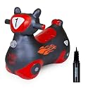 Waddle Bouncy Hopper Inflatable Hopping Toy Scooter, Indoors and Outdoor for Toddlers and Kids, Boys and Girls Ages 2 Years and Up (Black/Red Zoomer)