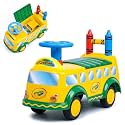 Waddle Crayola School Bus Ride-On Toy for Toddlers, 2-in-1 Ride &amp; Play Activity Bus with Storage Seat, Lights &amp; Sounds, Crayons and Coloring Stencils Included, Ages 2+ Years, 44 lb Capacity