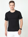 Wafaa Solid Men Round Neck Black T-Shirt