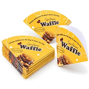 waffle cone sleeve 100 pieces  food grade paper wrap for waffles amp desserts  printed disposable waffle packaging pouch 100 classic waffle