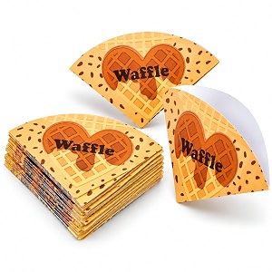 waffle cone sleeve 100 pieces  food grade paper wrap for waffles amp desserts  printed disposable waffle packaging pouch 100 heart melted theme